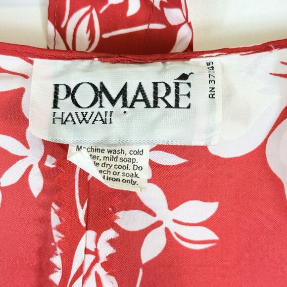 Pomare Hawaii Vintage Red White‎ Hibiscus Swim Cover Wrap Women's One Size - Picture 9 of 9